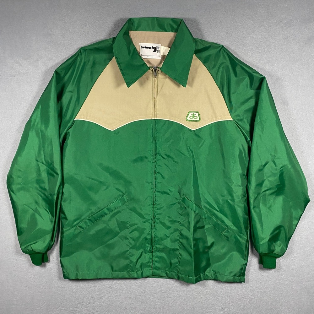 Vintage Swingster Windbreaker Jacket Mens Large Pioneer Seed Logo USA Made